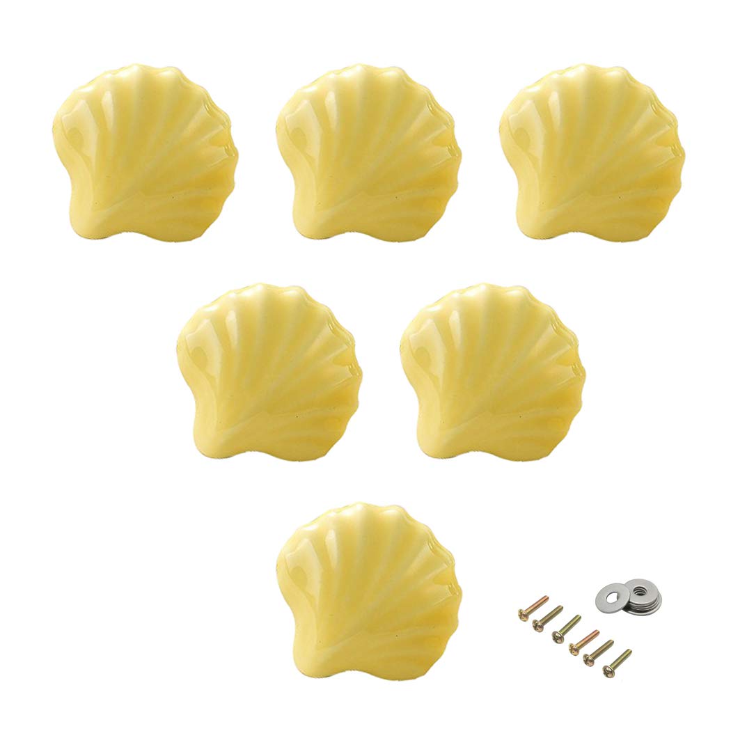 Lovely Ceramic Knob Shell Knob for Kid's Room Furniture Cabinet Handles Ceramic Drawer Pull Kitchen Drawer Pulls 6 Pack