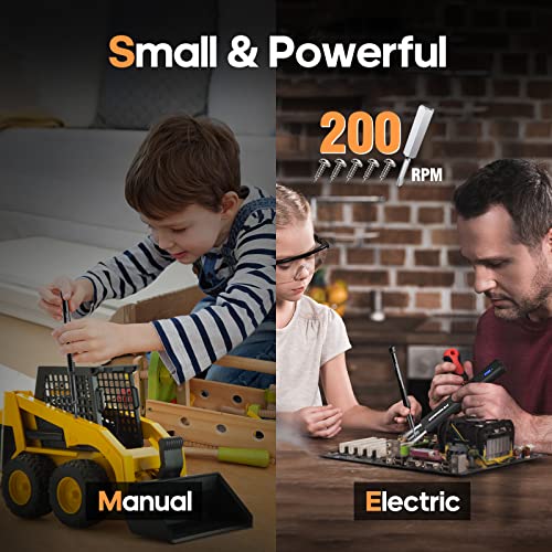 102 in 1 Electric Screwdriver, AM ARROWMAX Cordless Precision Screwdriver Set with 96 Magnetic Bits, Rechargeable Portable Electronic Screwdriver Set for Phone Laptop Camera Watch (MINI PLUS Black)