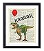 T-Rex With Balloon Upcycled Vintage Dictionary Art Print 8x10