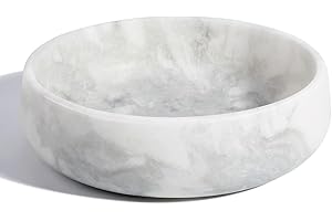 KARIBIBER White Dog Bowl, Marble Dog Food Bowl, Non-Slip Water Dish Large, Heavy Duty Pet Bowl for Large Dogs, African Natural Marble, Holds 6 Cups(6lbs)