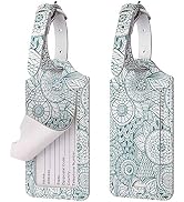 WALNEW Luggage Tag with Strap- Initial Bag Tag PU Leather Luggage Tags Suitcase Label 2 Pieces Set