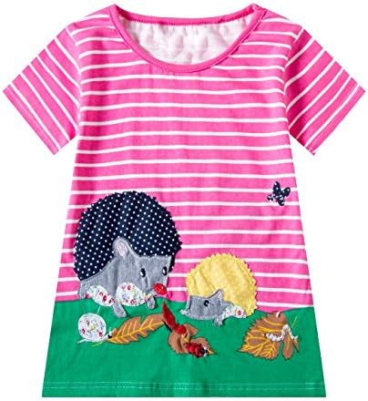 Huata Little Girls Short Sleeve Casual T-Shirt Dresses