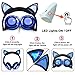 Qiwoo Kids Headphones with Cat Ear USB Rechargeable Adjustable LED Light Up Wired Over Ear Headphones 85dB Volume Limited Compatible for iPad Tablet for Easter Theme Party Favor (1-Black)
