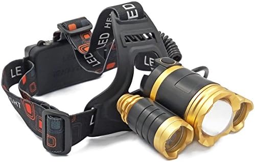 RXS Led Headllamp Rechargeable Headlight, Battery Powered Helmet Light, 4 Modes 2 Batteries Included