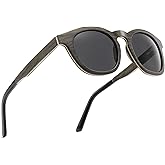 SUNGAIT Walnut Wood Sunglasses with Vegan Leather Case Thoughtful Gifts for Men Women Black Polarized Lens UV400 Protection