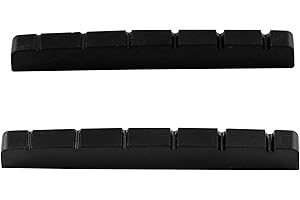 Musiclily Pro Urea Resin Plastic Slotted 42mm Strat Tele Electric Guitar Nuts Flat Bottom for 6-string Fender Stratocaster/Telecaster, Black (Set of 2)