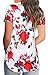 Women's Casual Cotton T-Shirt V-Neck Short Sleeve Floral Tee Plus Size L Red