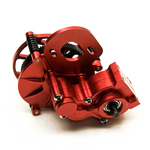 Aluminum Alloy Center Transmission Case /Gearbox with Helical Gear for 1/10 Axial SCX10 RC Crawler Car Red - Thumbnail 4