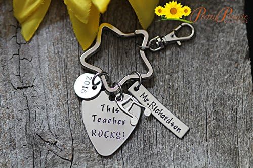 Guitar Pick Keychain, Teacher Gift Guitar, Custom Guitar Pick, Gift for Him, Personalized Pick, Stamped Guitar Pick, Music Teacher Gift