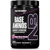 NutraBio Base Aminos EAA + BCAA Powder &ndash;10g Essential Amino Acids Supplement, 6g 2:1:1 BCAAs, 2.8g Hydration Matrix with Electrolytes &amp; Absorption Enhancer AstraGin&reg; &ndash; Grape Berry Crush