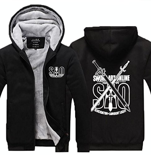 Poetic Walk Sword Art Online SAO Kirito Black Thick Jacket Coat