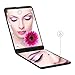 Bukm Magnifying Makeup Mirror Ultra-thin Led Lighted Compact Travel Makeup Mirror, Portable Folding Cosmetic Mirror 8 Bright LED Lights Adjustable Brightness Magnification Vanity Mirrors (Black)