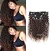 Jerry Curly Clip in Hair Extensions 14 Inch Dark Brown Color Human Hair Double Weft Brazilian Unprocessed Virgin Hair Extensions 7Pcs/lot 16 Clips (70g 14