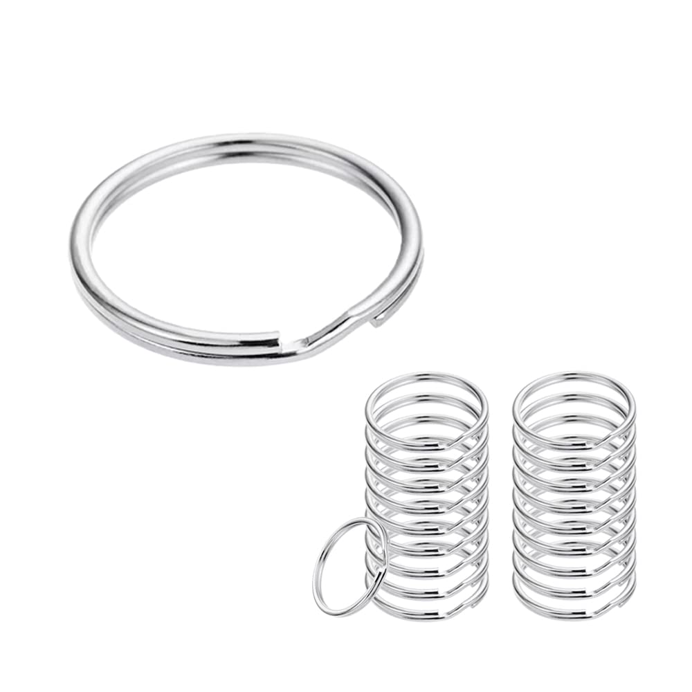 CORTNEY 100 Pack Small Keyring Rings Hoops, 25mm /0.99 Inch Silver Round Metal Split Rings for Home Keys Organization and Craft Making