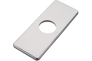 Homevacious 6 inch Bathroom And Kitchen Vanity Sink Faucet 4 inch Hole Cover Deck Plate Square Escutcheon Brushed Nickel Satin Stainless Steel