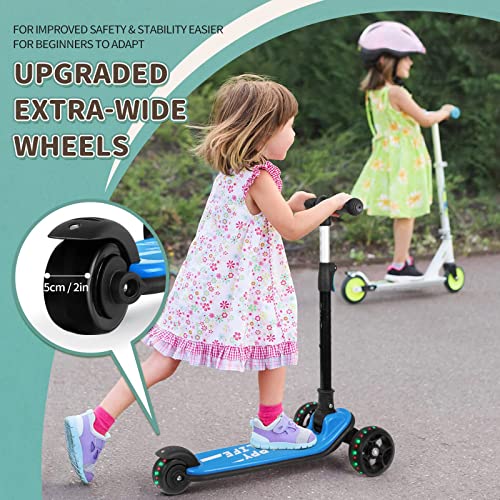 besrey 3-10 Years Child Scooter with Lights, Adjustable in 4 Heights, Blue