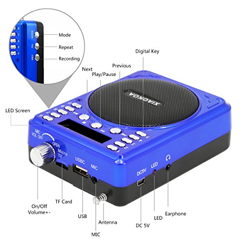 XIAOKOA Bluetooth Voice Amplifier with Wireless Headset Microphone