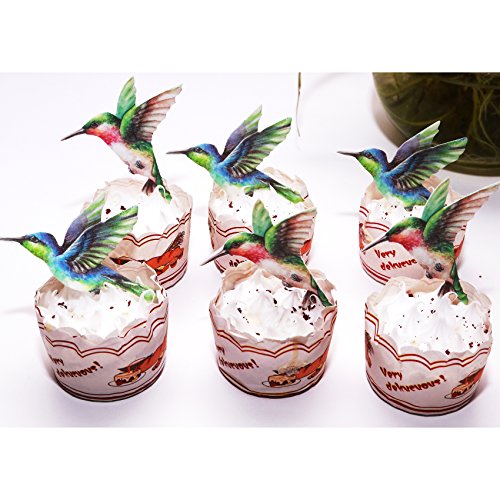 Georld Edible Hummingbird Cupcake Topper Cake Bird Decoration By Wafer Paper12 Counts by GEORLD
