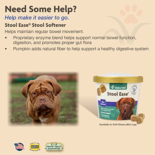 NaturVet – Stool Ease for Dogs – 40 Soft Chews – Helps Maintain Regular Bowel Movements – Enhanced with Sugar Beet Pulp, Flaxseed & Psyllium Husk – 40 Day Supply