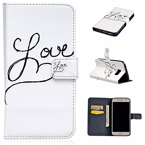 UNEXTATI Galaxy S7 Case, Premium Wallet Case with Black Cover, Card Slot, Kickstand Function, Magnetic Closure, Impact Resistant, Samsung GalaxyS7 (P1 White?