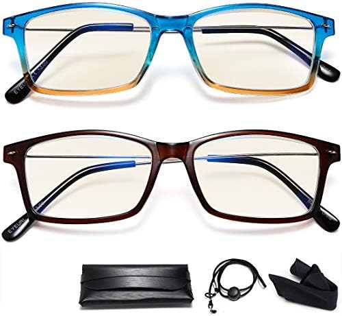Reading Glasses Blue Light Blocking - 2 Pairs Better Sleep Night Time Screen Anti Glare Lens Glasses for Men/Women +2.25