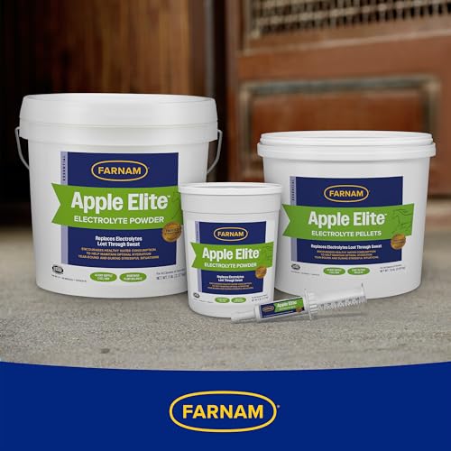 FARNAM APPLE ELITE HORSE ELECTROLYTES POWDER SUPPLEMENT, REPLACES VITAL MINERALS, ENCOURAGES HYDRATION, SUGAR-FREE, CONTAINS SODIUM, POTASSIUM, CALCIUM & MAGNESIUM, APPLE FLAVORED, 5 LB
