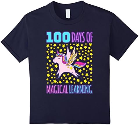 Kids Adorable 100th Day of School Unicorn Shirt 6 Navy