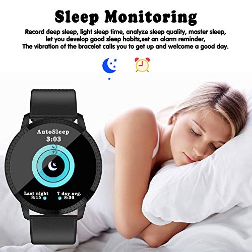 GBD Smart Watch Sport Activity Fitness Tracker with Heart Rate Blood Pressure Sleep Monitor Pedometer Waterproof Wrist Watch Wristband Birthday Gifts for Men Famle Women Him Her Mothers Day (Black) - Thumbnail 4