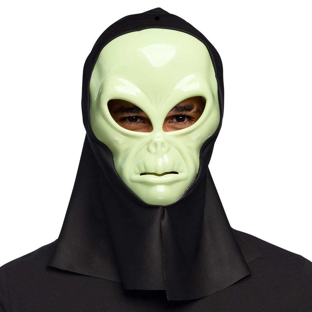 Boland 72374 Alien Face Mask with Hood, Head Mask, Fancy Dress Mask, Mask for Halloween and Carnival