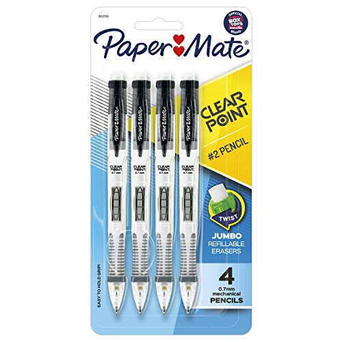 Papermate-1952700Paper-Mate-Clearpoint-Mechanical-Pencil-07-mm-Black-Barrel-Refillable-4-pack