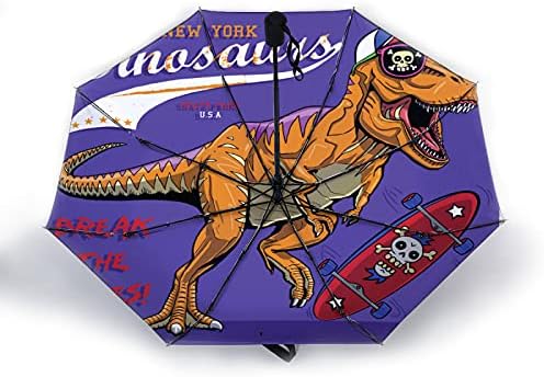 N A Compact Umbrella Cool Dinosaur Auto Open Close Travel Sun Golf Folding Umbrellas Windproof Lightweight for Women Men Kids Girls Parasol with Black Anti-Uv Coating