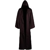 Joyshop Mens Halloween Witch Cosplay Robe Costume Adult Hooded Cloak Cape,Brown,Large