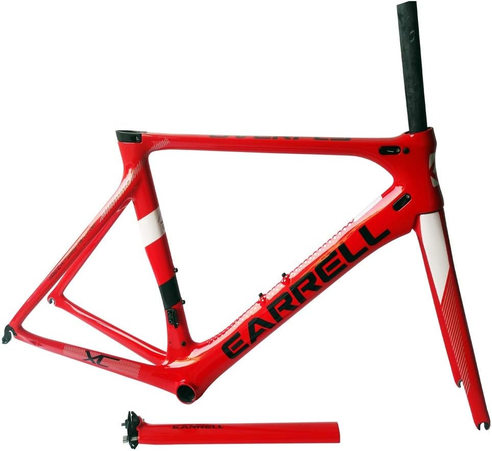 LALABIT Bike Frameset Fork Carbon Fiber Road Frame Bicycle Frame Red Applicable Size: 50.5CM / 53CM / 56CM (Color : Red, Size : One size)