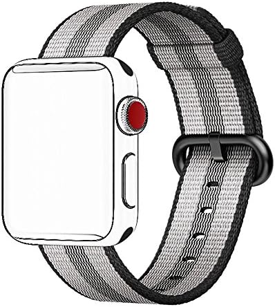 Tentan Woven Nylon Strap Replacement Nylon Band for Apple Watch Band (38mm Black Stripe)