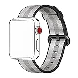 Tentan Woven Nylon Strap Replacement Nylon Band for Apple Watch Band (42mm Black Stripe)