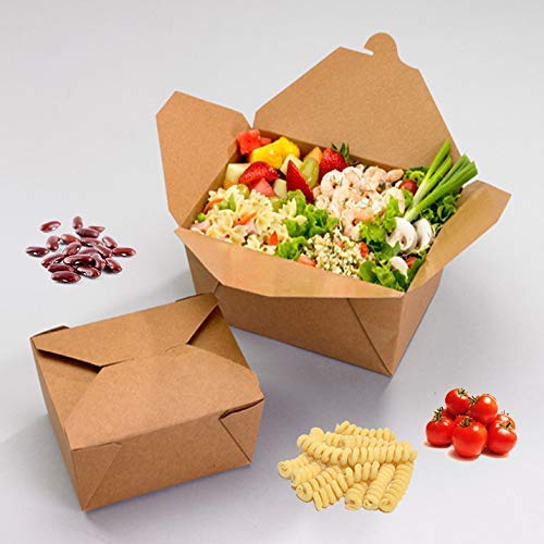 50 Paper Food to Go Containers - 51oz- New Design with Waist Seal Band - Eco Friendly Disposable Kraft Paper Take Out Food Container - Sturdy Leak & Grease Proof Microwavable Take Away Boxes - Thumbnail 7