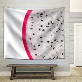 Close Up Dragon Fruit on White Background - Fabric Wall Tapestry Home Decor - 51x60 inches