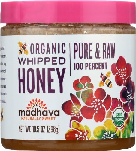 Madhava Naturally Sweet Organic Pure &amp; Raw Gluten-Free Whipped Honey, 10.5 Ounce (Pack of 6)