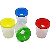24PCS No Spill Paint Cups with Lids for Kids – Durable Plastic Paint Water Cup Set in 4 Colors, Reusable & Spill Proof for Classroom, Crafts, and Painting Projects