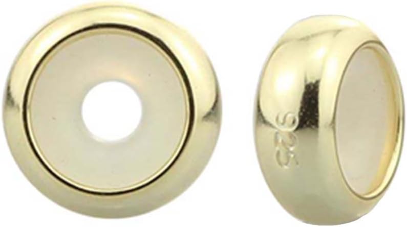 Junyi Jewelry 2 PCS Clip Stopper Charms with Silicone Ring 925 Sterling Silver Spacer Charm for Pandora Bracelet