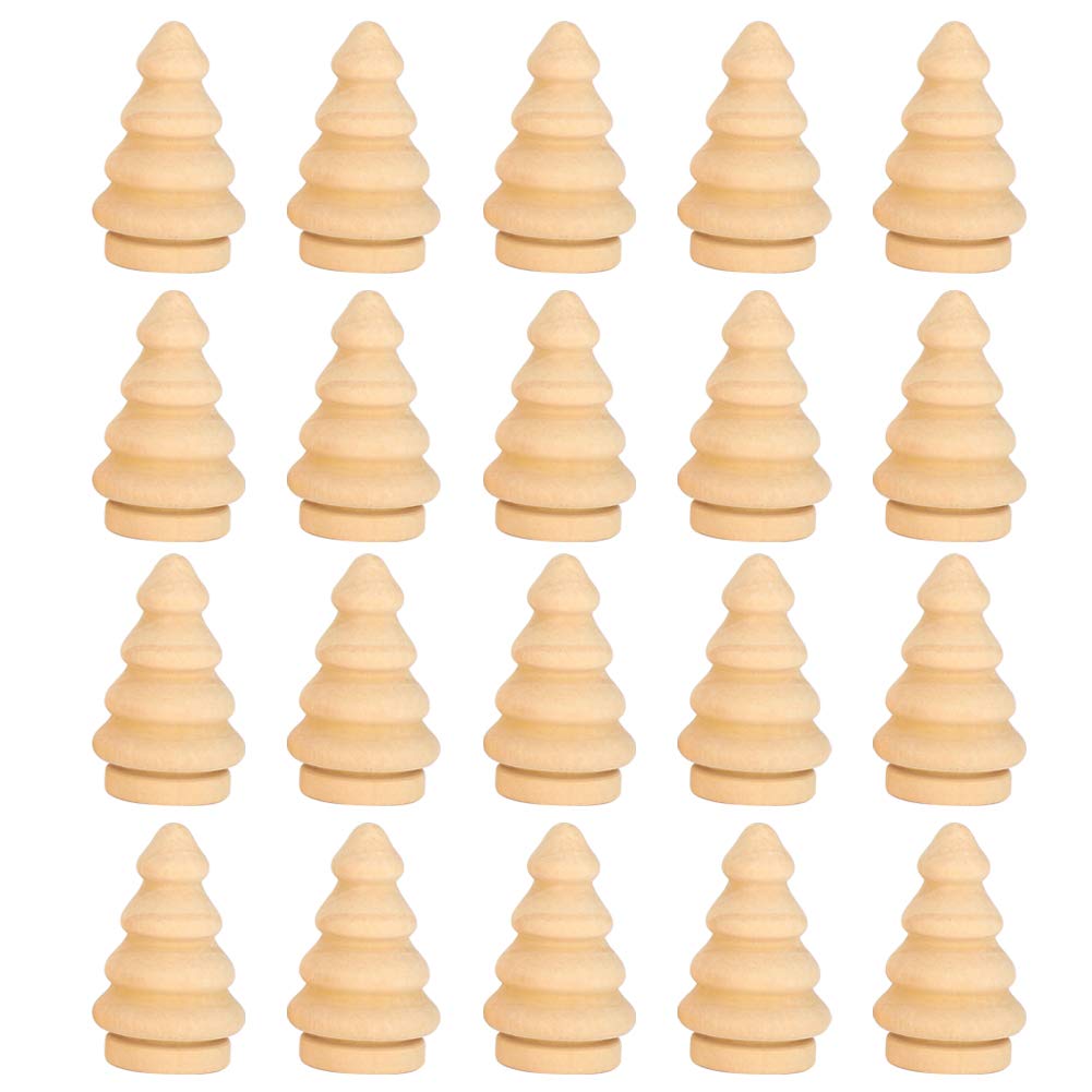 Wooden Peg Dolls, Christmas Peg Dolls, DIY Christmas Tree Embryos Natural Decorative Wood Shapes 20Pcs for Painting, Craft Art Projects
