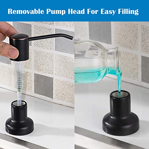 Hand Soap Dispenser For Kitchen Sink, SonTiy Commercial kitchen Soap Dispenser Pump Oil Rubbed Bronze, Stainless Steel Dish Liquid Soap Dispenser With 47" No-spill Extension Tube+17 OZ Bottle - Thumbnail 2