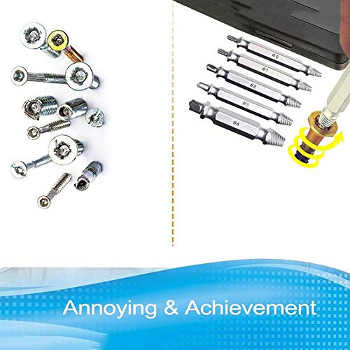 Nrpfell 6 Pcs Screw Remover, Damaged Screwdriver Set, Broken Bolt Screw Remover, Screw Deburrer, Manufactured from H.S.S. 4341# - Thumbnail 6