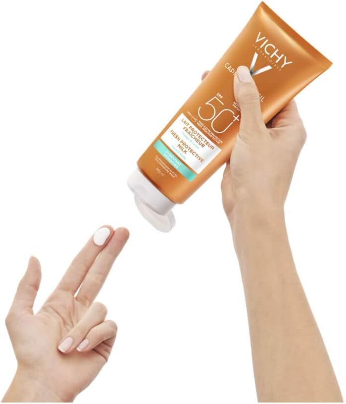 Vichy Capital Soleil Hydrating Fresh Sun Protection Milk SPF50+ for Face & Body 300ml, Weiß, 300 ml (Pack of 1) - Image 3