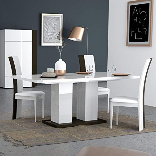 Nouvomeuble Table à Manger Blanche Et Grise Laquée Design