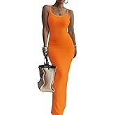 Nimsruc Women Summer Long Dress Casual Slip Sexy Slim Sleeveless Bodycon Maxi Dresses for Women 2024