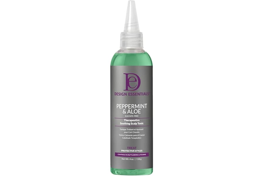Design Essentials Peppermint & Aloe Soothing Scalp Tonic, No-Rinse Scalp Refresher for Braids, Locs, Wigs & Weaves, 4 oz (Pack of 1)