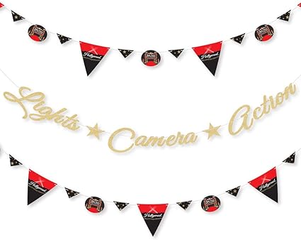 Amazon Com Red Carpet Hollywood Movie Night Party Letter Banner