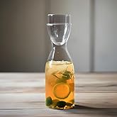 Bedside Water Carafe with Tumbler Glass, Glass Water Set Pitcher And Cup, Clear Tumbler Juice Pitcher for Bedroom Nightstand, Living room, Mouthwash Dispenser Bottle in Bathroom 600 ml