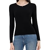 VELNIA Women Long Sleeve Shirts Crew Neck Ribbed Basic Tops Slim Fit Tops Fall Outfits Casual T-Shirt Winter Clothes